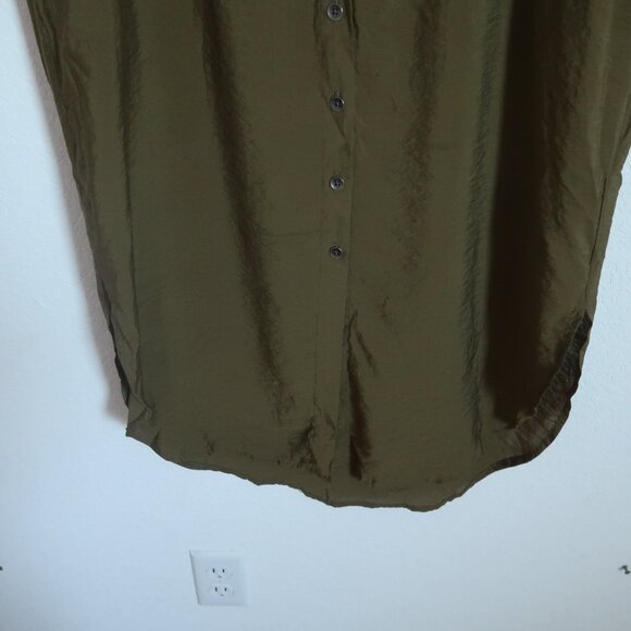 Anthropologie Maeve Olive Army Green Midi Drawstring Shirt Dress Size 4 Small - Picture 5 of 14